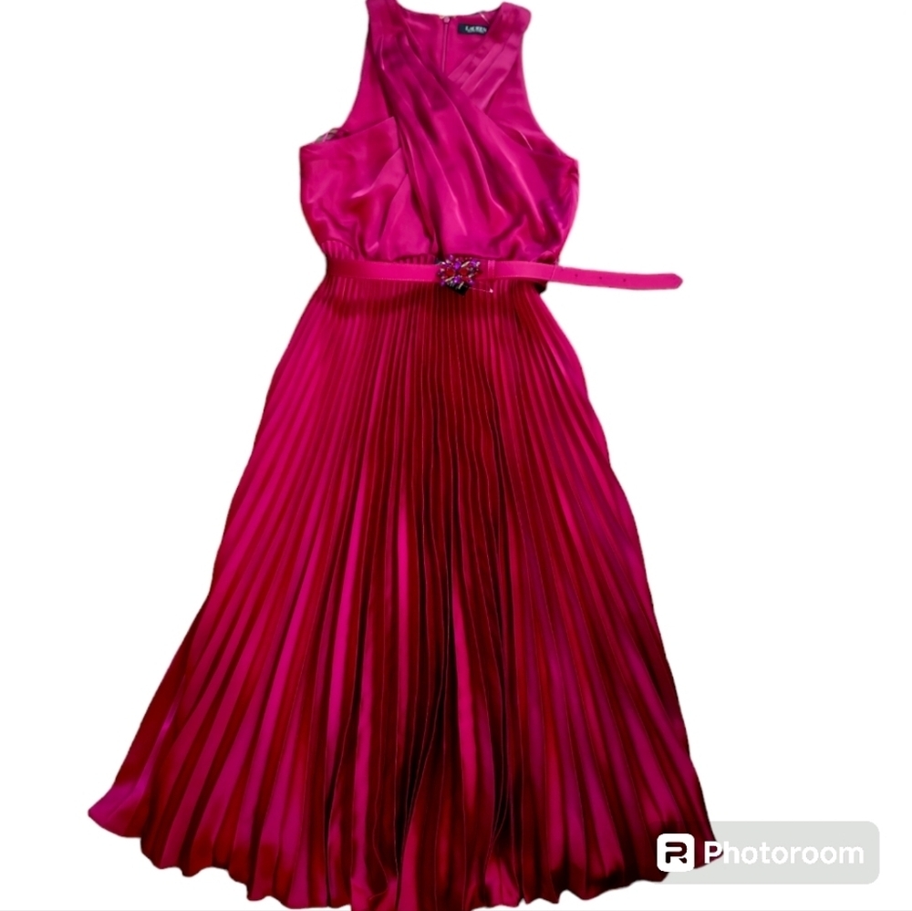NWT Lauren Ralph Lauren Charmeuse Halter Midi Dress 14 - Picture 6 of 16
